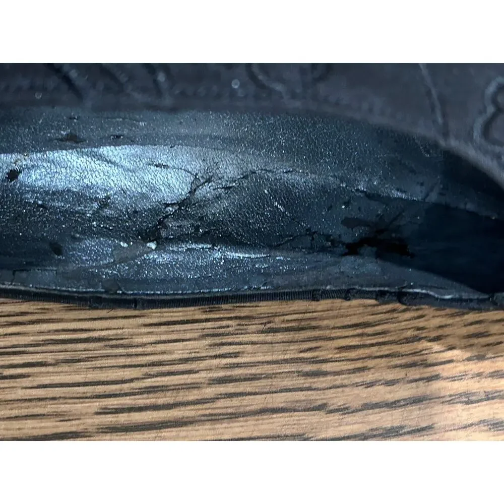 Vtg Lord & Taylor Exclusively for You Embroidered Black Floral Block Heels 9
